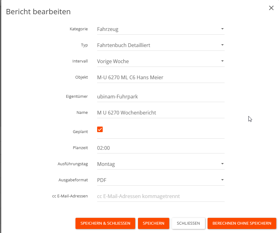 Bericht bearbeiten