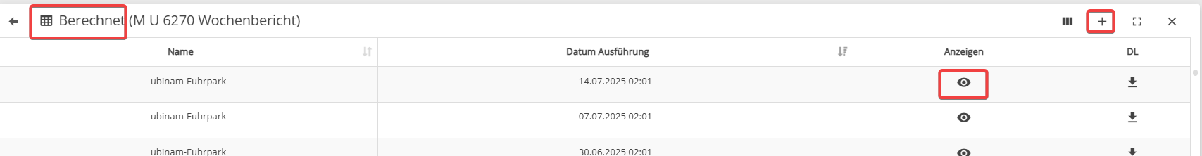 Bericht neu berechnen