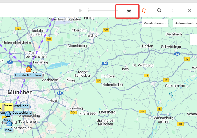 Fahrzeug-Icon in der Karten-Toolbar