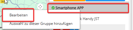 Kontextmenü Gruppe bearbeiten