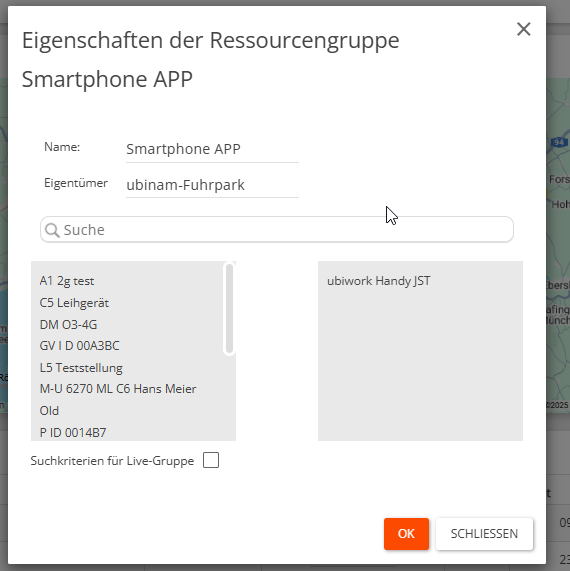 Gruppe bearbeiten Dialog