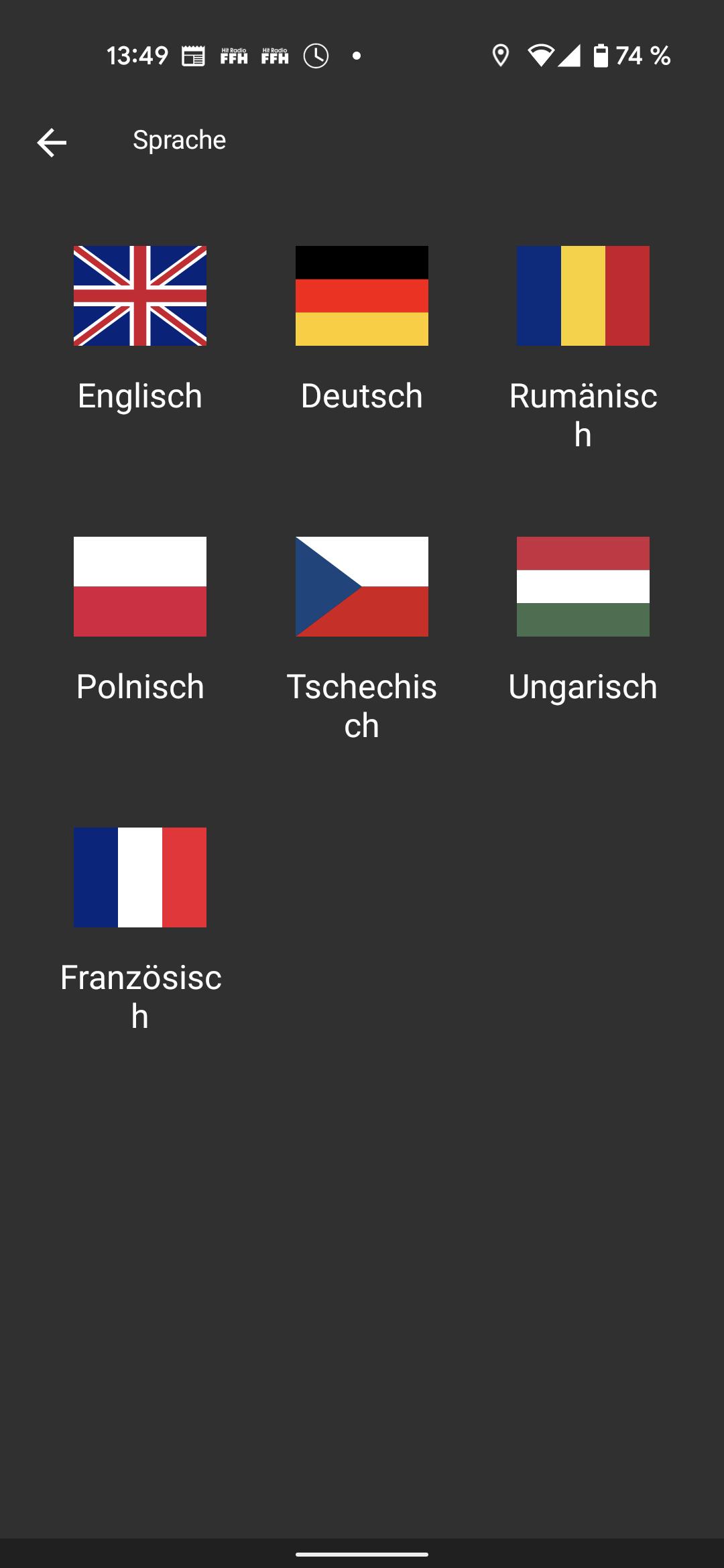 Sprachauswahl
